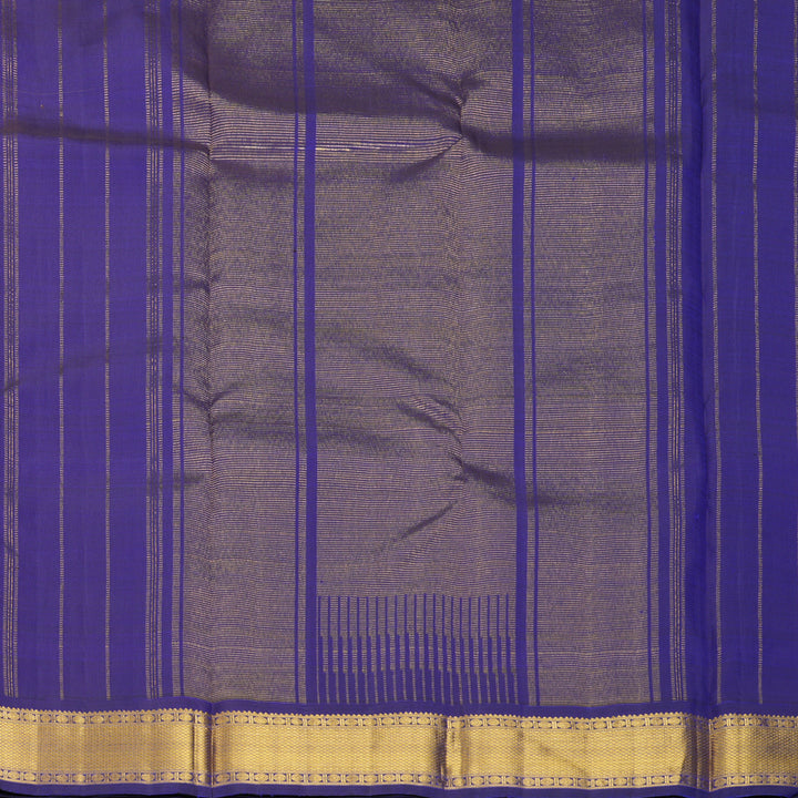Hayagrivas Handloom Mustard Yellow Kanjivaram Silk Saree with Purplish-Blue Border KBF968I2-3