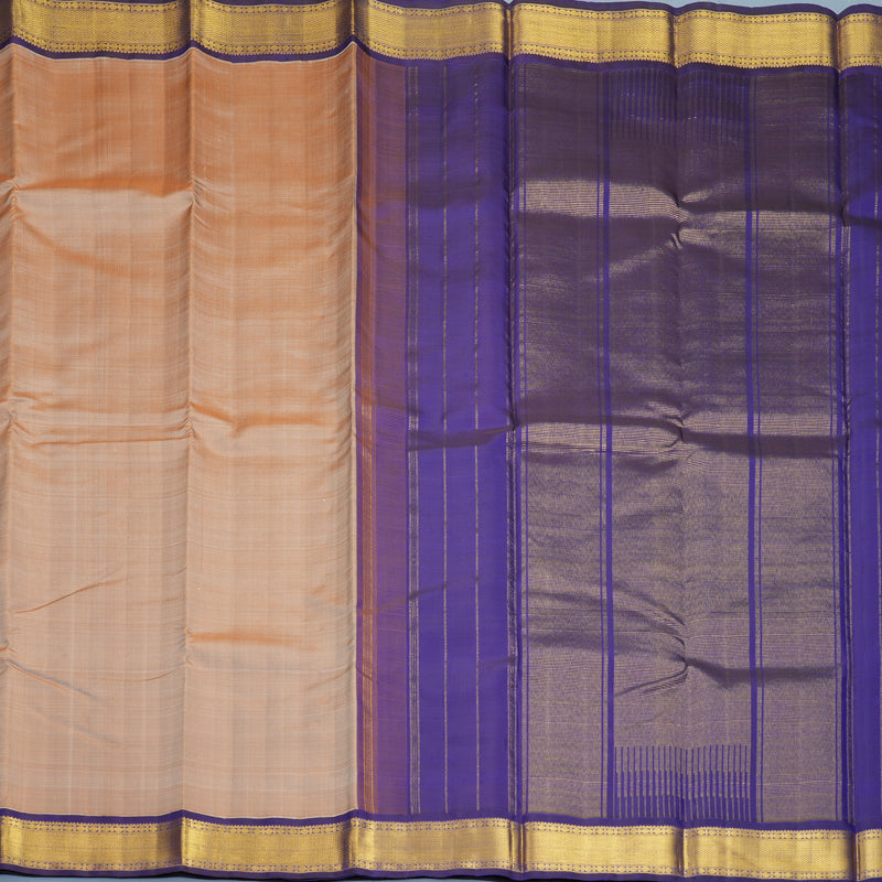 Hayagrivas Handloom Sandal Beige Kanjivaram Silk Saree with Purple Border KBF968I2-4
