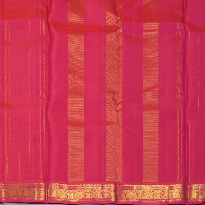 Hayagrivas Handloom Golden Mustard Kanjivaram Silk Saree with Pink Border KBF968I2-9