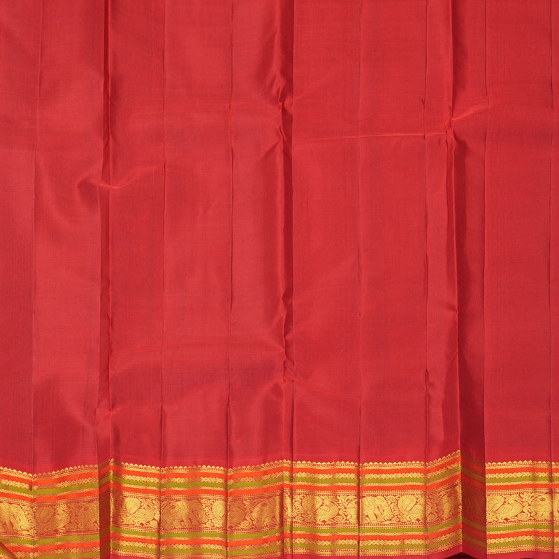 Hayagrivas Handloom Sea Green Kanjivaram Silk Saree with Red Border KBF968I3-2