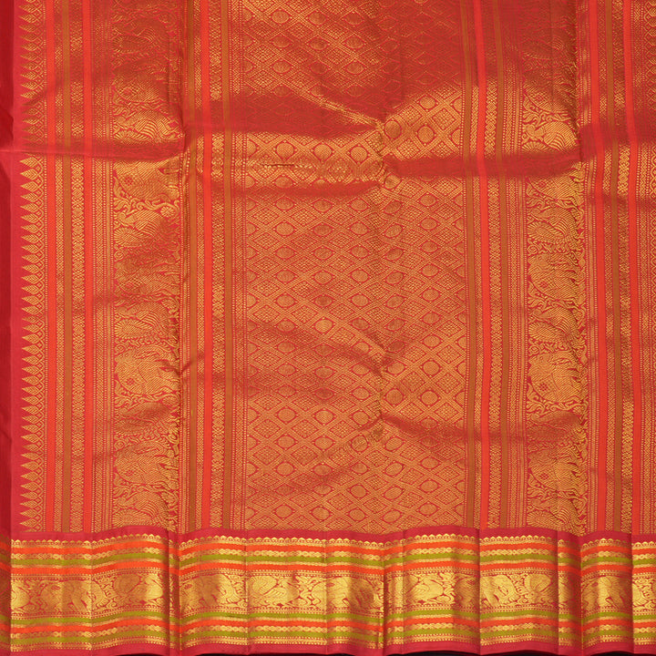 Hayagrivas Handloom Sea Green Kanjivaram Silk Saree with Red Border KBF968I3-2