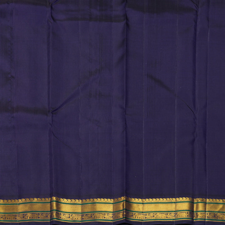 Hayagrivas Handloom Pastel Green Kanjivaram Silk Saree with Midnight Blue Border KBF968I4-2