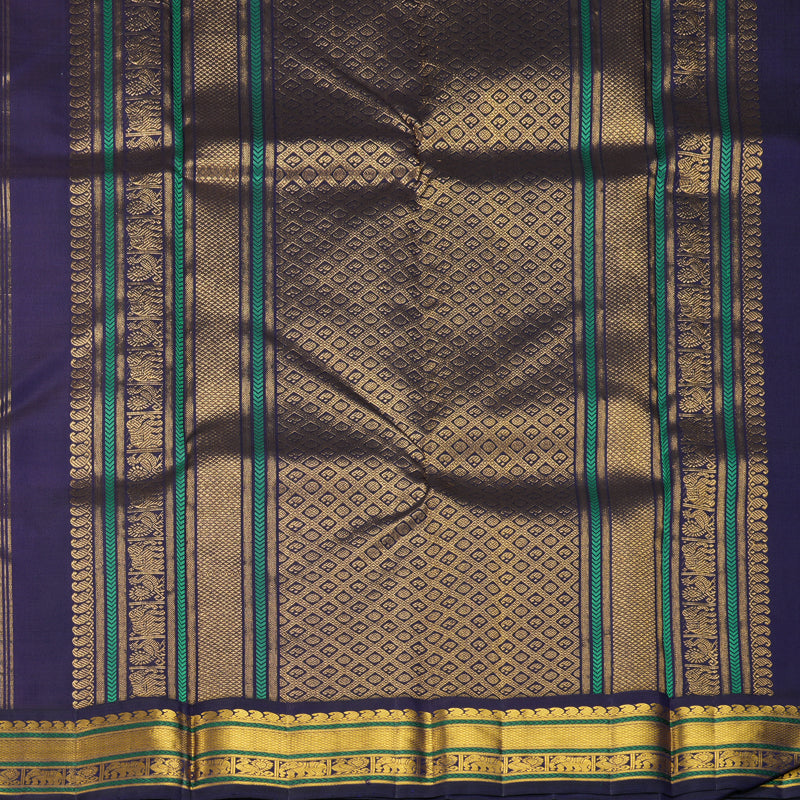 Hayagrivas Handloom Pastel Green Kanjivaram Silk Saree with Midnight Blue Border KBF968I4-2