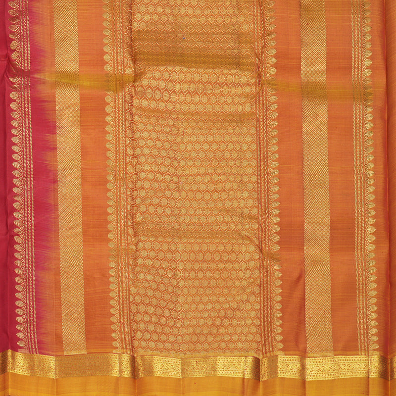 Hayagrivas Handloom Red Kanjivaram Silk Saree with Golden Orange Border KBF969I1-1