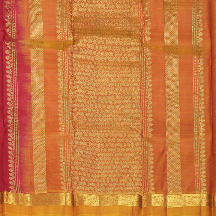 Hayagrivas Handloom Red Kanjivaram Silk Saree with Golden Orange Border KBF969I1-1