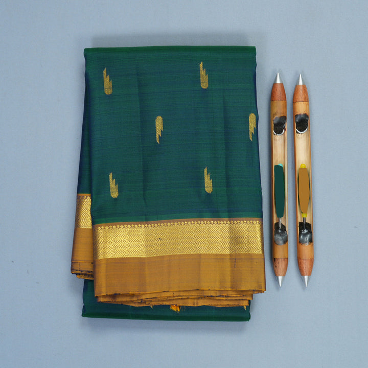 Hayagrivas Handloom Mayilkazhuthu Kanjivaram Silk Saree with Honey Mustard Border KBF969I1-2