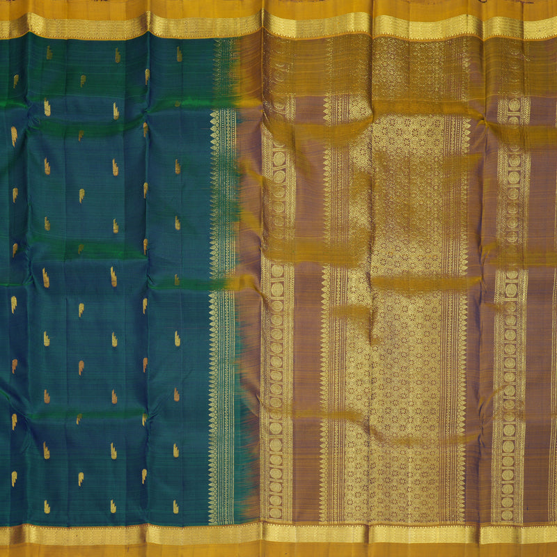 Hayagrivas Handloom Mayilkazhuthu Kanjivaram Silk Saree with Honey Mustard Border KBF969I1-2