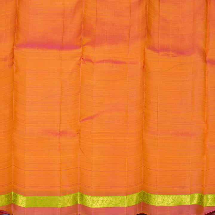 Hayagrivas Handloom Yellow Kanjivaram Silk Saree with Parrot Green &amp; Pink Border KBF969I1-3