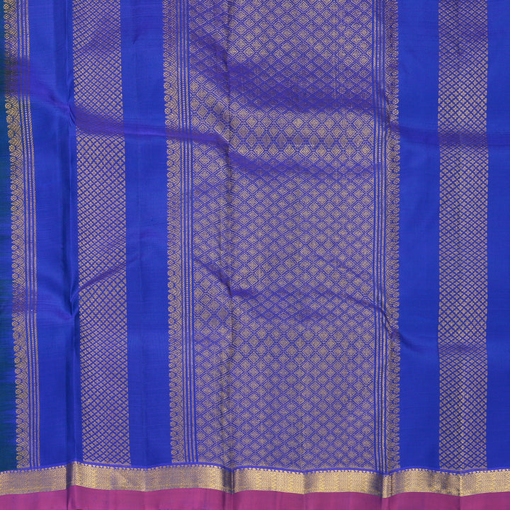 Hayagrivas Handloom Peacock Blue Kanjivaram Silk Saree with Purple Border KBF969I1-4
