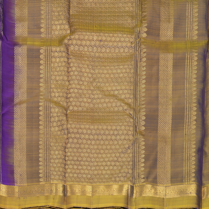 Hayagrivas Handloom Purple Kanjivaram Silk Saree with Honey Mustard Border KBF969I1-5