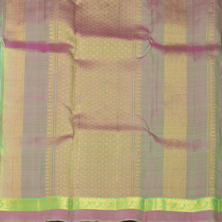 Hayagrivas Handloom Pista Green Kanjivaram Silk Saree with Dusky Magenta Border KBF969I1-7