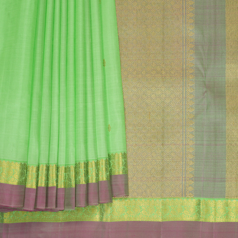 Hayagrivas Handloom Pista Green Kanjivaram Silk Saree with Dusky Magenta Border KBF969I1-7
