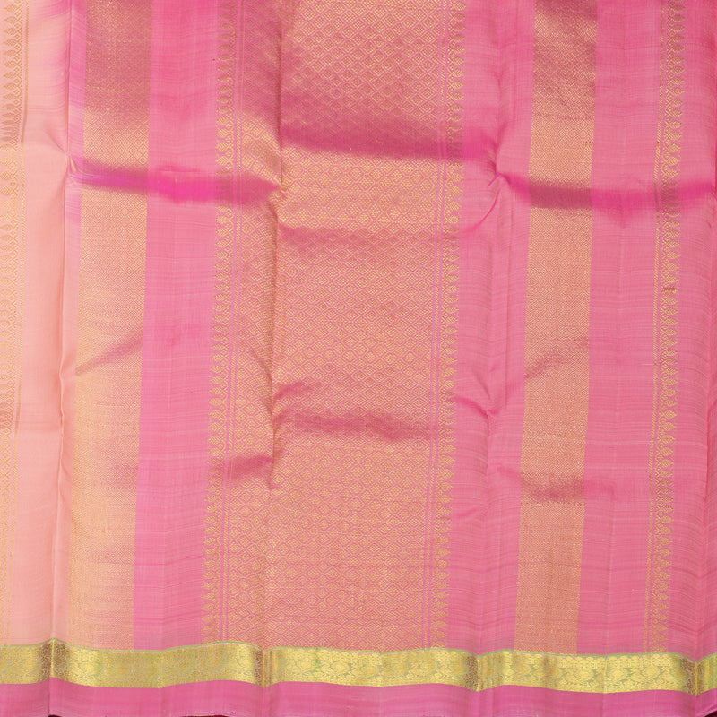 Hayagrivas Handloom Peach Kanjivaram Silk Saree with Pink Border KBF969I1-8
