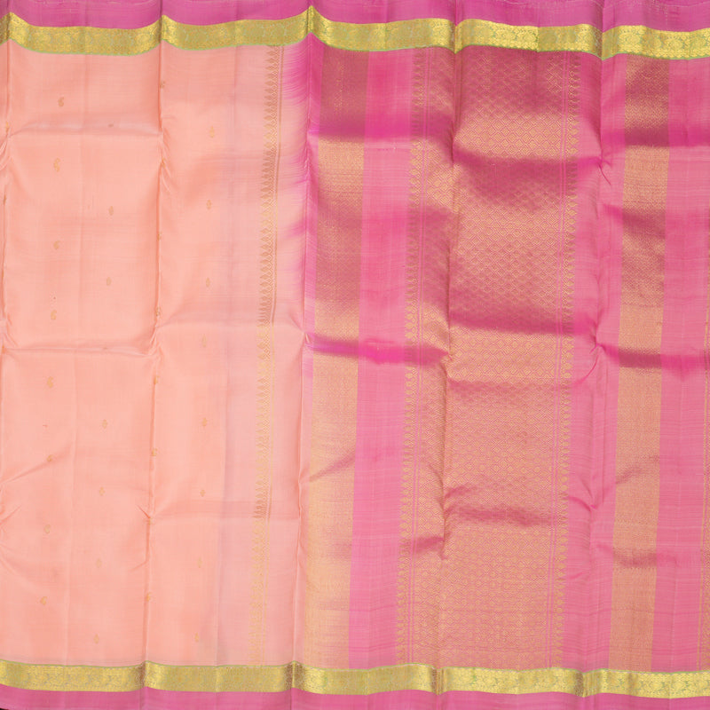 Hayagrivas Handloom Peach Kanjivaram Silk Saree with Pink Border KBF969I1-8