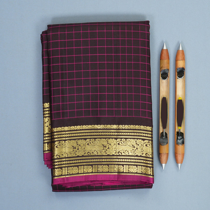 Hayagrivas Handloom Kanchana Brown Kanjivaram Silk Saree KBF969I10-1