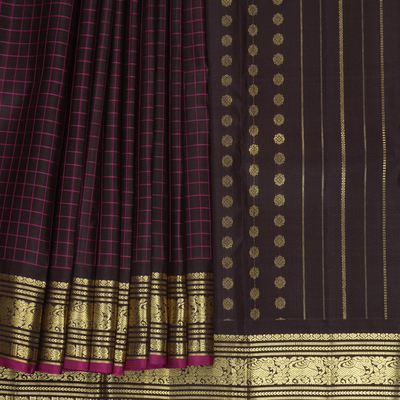 Hayagrivas Handloom Kanchana Brown Kanjivaram Silk Saree KBF969I10-1