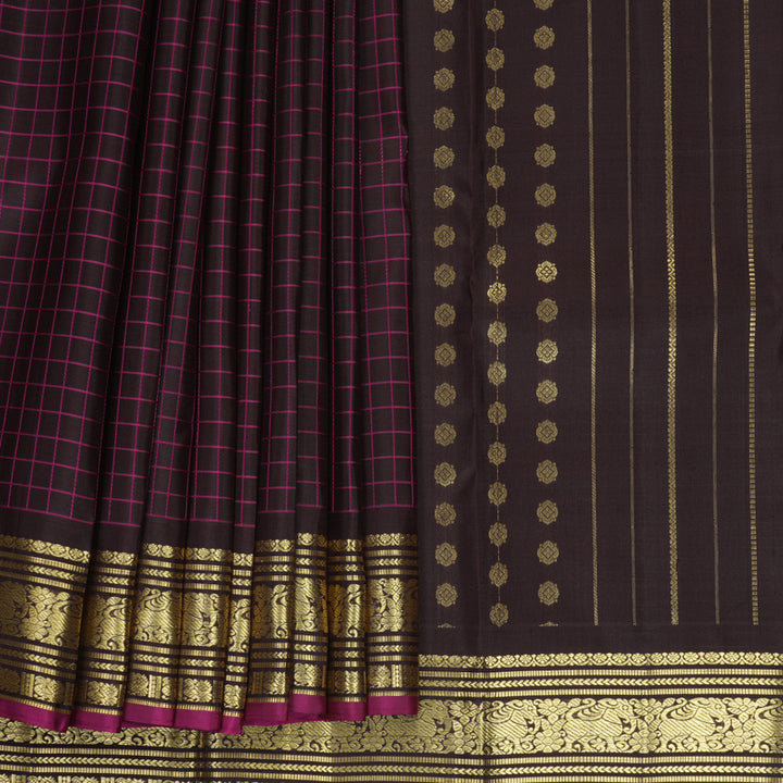 Hayagrivas Handloom Kanchana Brown Kanjivaram Silk Saree KBF969I10-1
