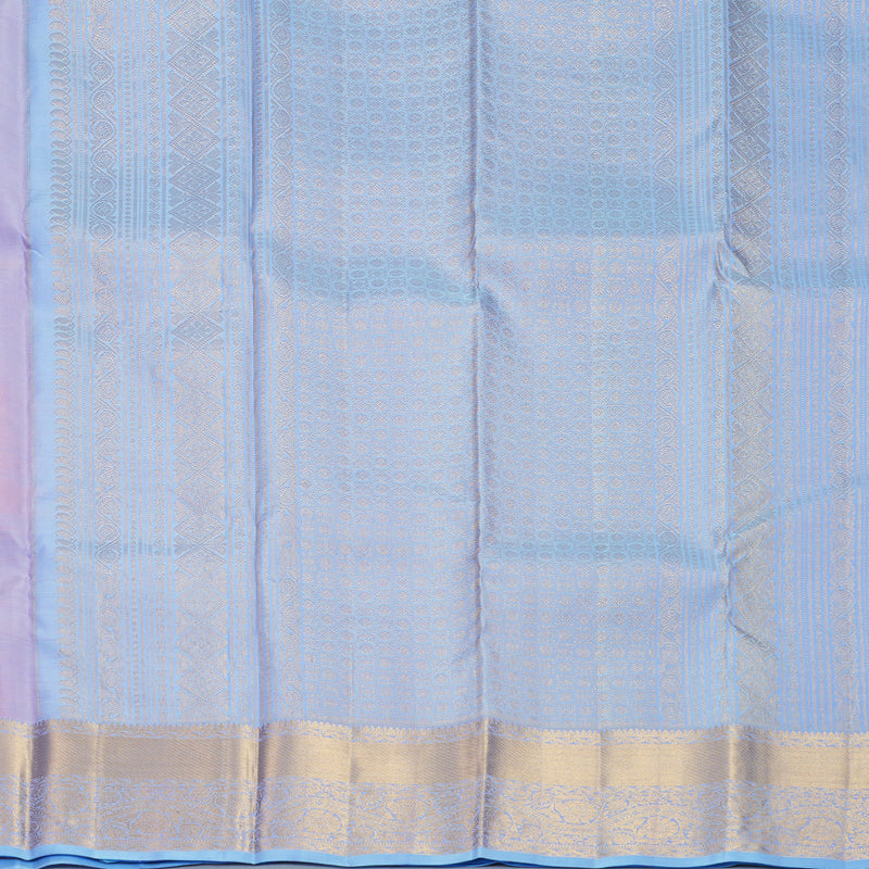 Hayagrivas Handloom Lilac Kanjivaram Silk Saree with Powder Blue Border KBF969I11-1