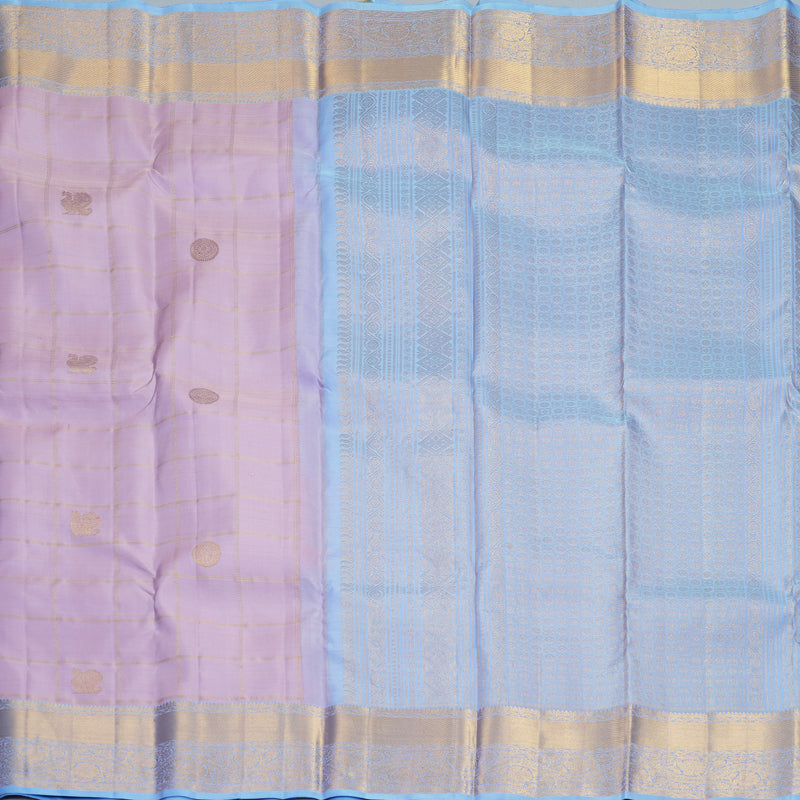 Hayagrivas Handloom Lilac Kanjivaram Silk Saree with Powder Blue Border KBF969I11-1
