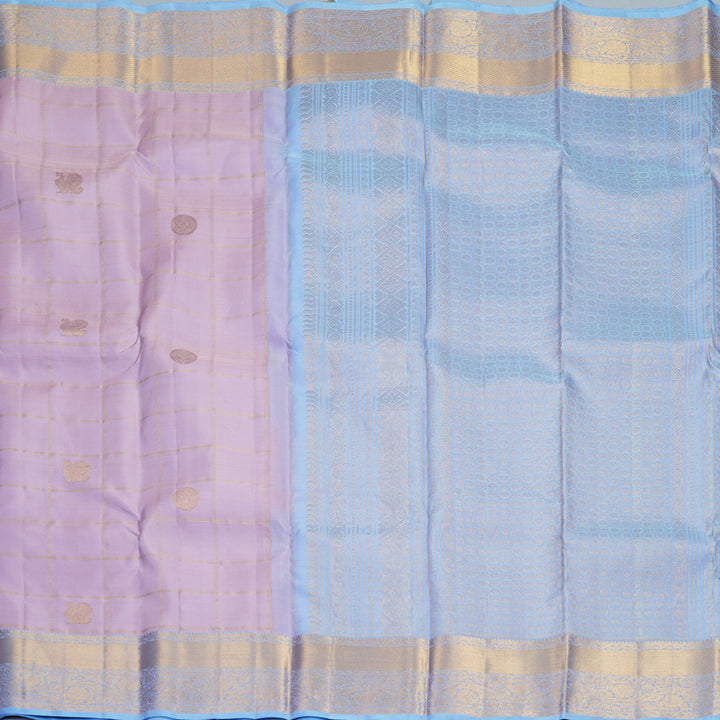 Hayagrivas Handloom Lilac Kanjivaram Silk Saree with Powder Blue Border KBF969I11-1