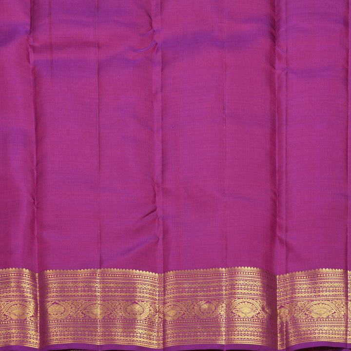 Hayagrivas Handloom Orangish-Pink Kanjivaram Silk Saree with Purple Border KBF969I11-2