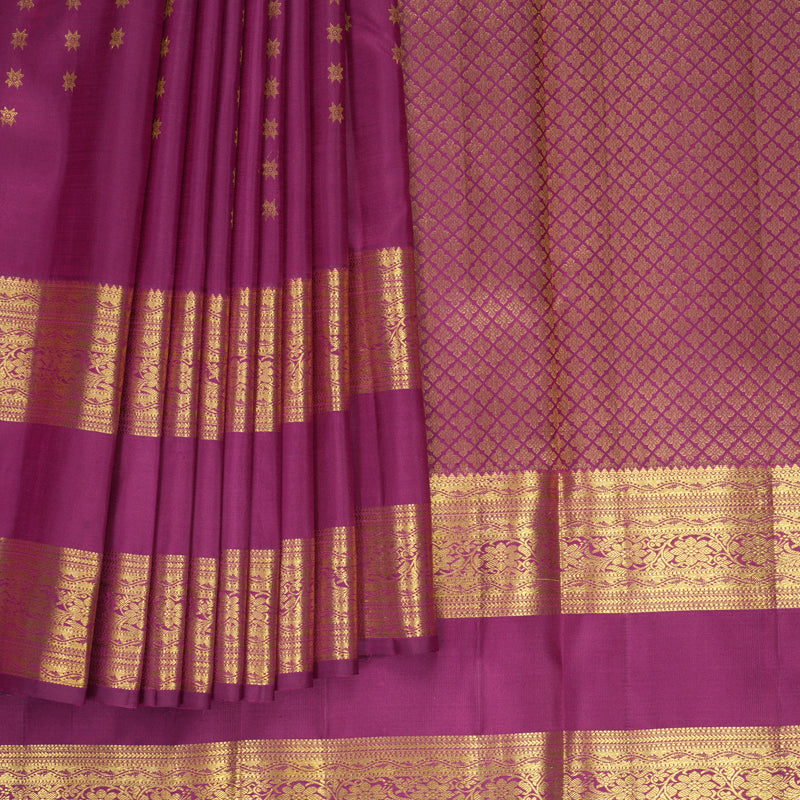 Hayagrivas Handloom Purple Kanjivaram Silk Saree KBF969I12-1