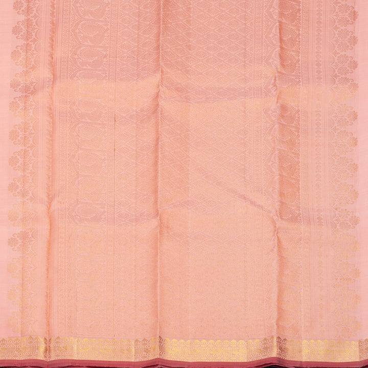 Hayagrivas Handloom Peach Orange Kanjivaram Silk Saree KBF969I3-1