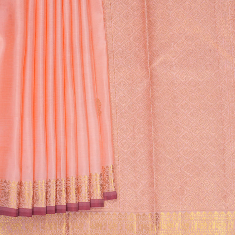 Hayagrivas Handloom Peach Orange Kanjivaram Silk Saree KBF969I3-1