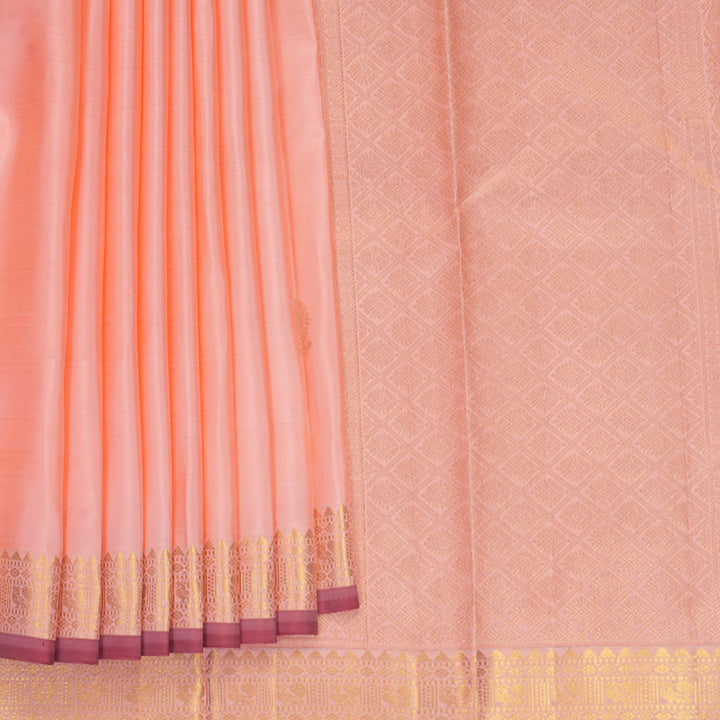 Hayagrivas Handloom Peach Orange Kanjivaram Silk Saree KBF969I3-1