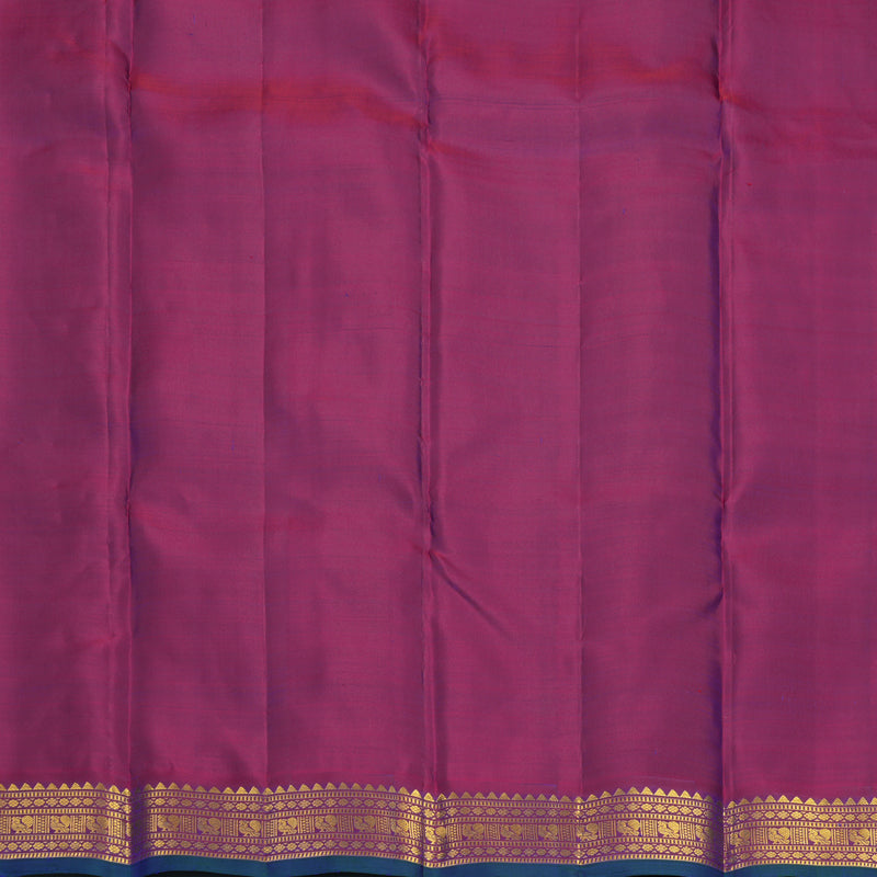 Hayagrivas Handloom Purplish-Blue Kanjivaram Silk Saree with Purple Border KBF969I3-3