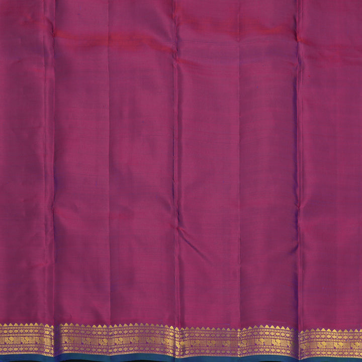 Hayagrivas Handloom Purplish-Blue Kanjivaram Silk Saree with Purple Border KBF969I3-3