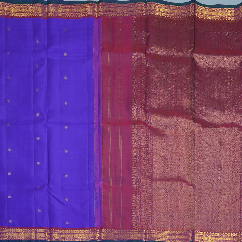 Hayagrivas Handloom Purplish-Blue Kanjivaram Silk Saree with Purple Border KBF969I3-3