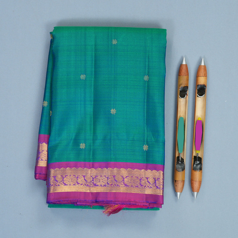 Hayagrivas Handloom Mayilkazhuthu Kanjivaram Silk Saree with Purple Border KBF969I3-5