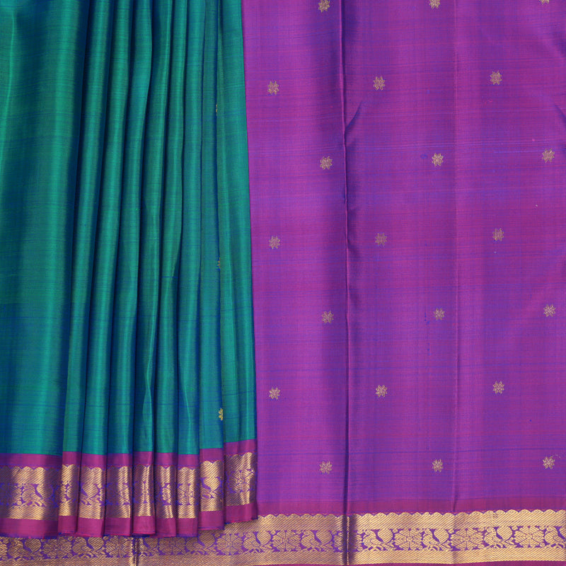 Hayagrivas Handloom Mayilkazhuthu Kanjivaram Silk Saree with Purple Border KBF969I3-5