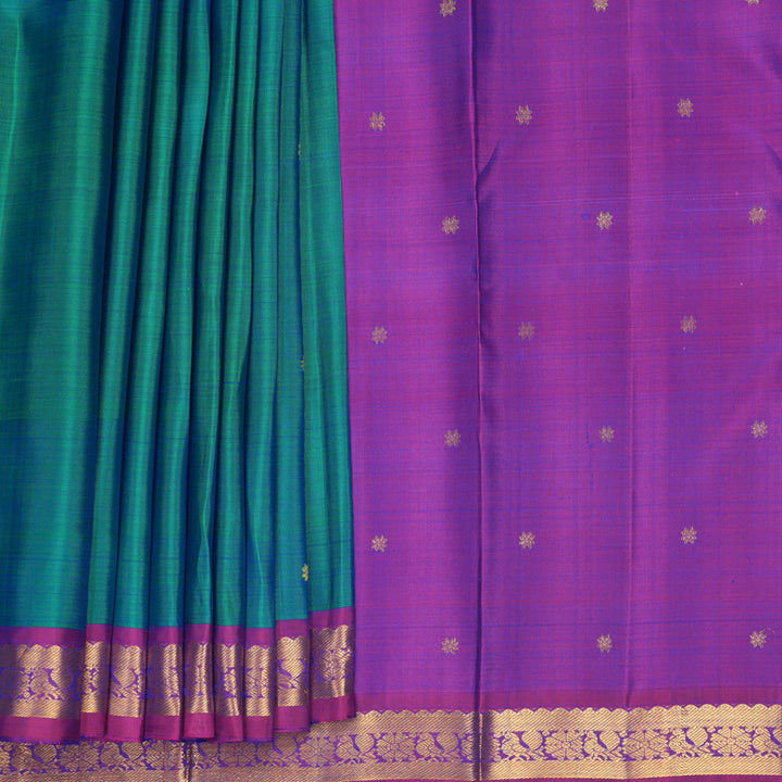 Hayagrivas Handloom Mayilkazhuthu Kanjivaram Silk Saree with Purple Border KBF969I3-5