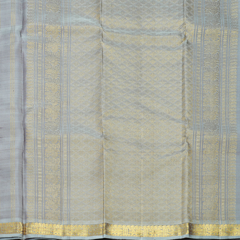 Hayagrivas Handloom Plum Purple Kanjivaram Silk Saree with Grey Border KBF969I3-6