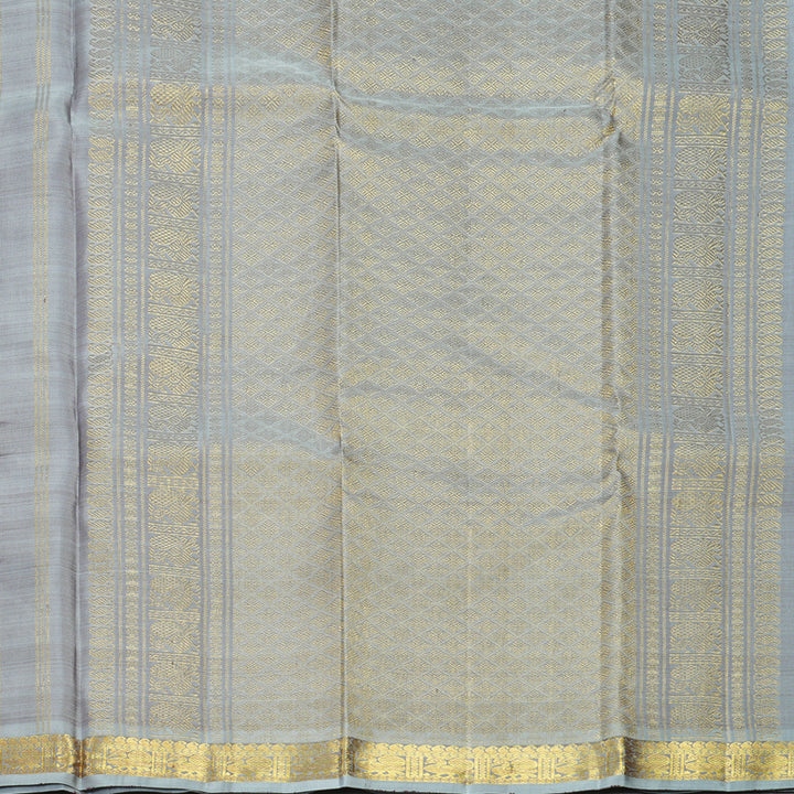 Hayagrivas Handloom Plum Purple Kanjivaram Silk Saree with Grey Border KBF969I3-6