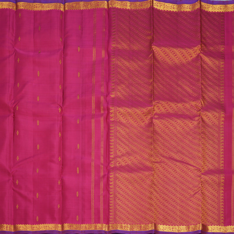 Hayagrivas Handloom Dark Pink Kanjivaram Silk Saree KBF969I3-7