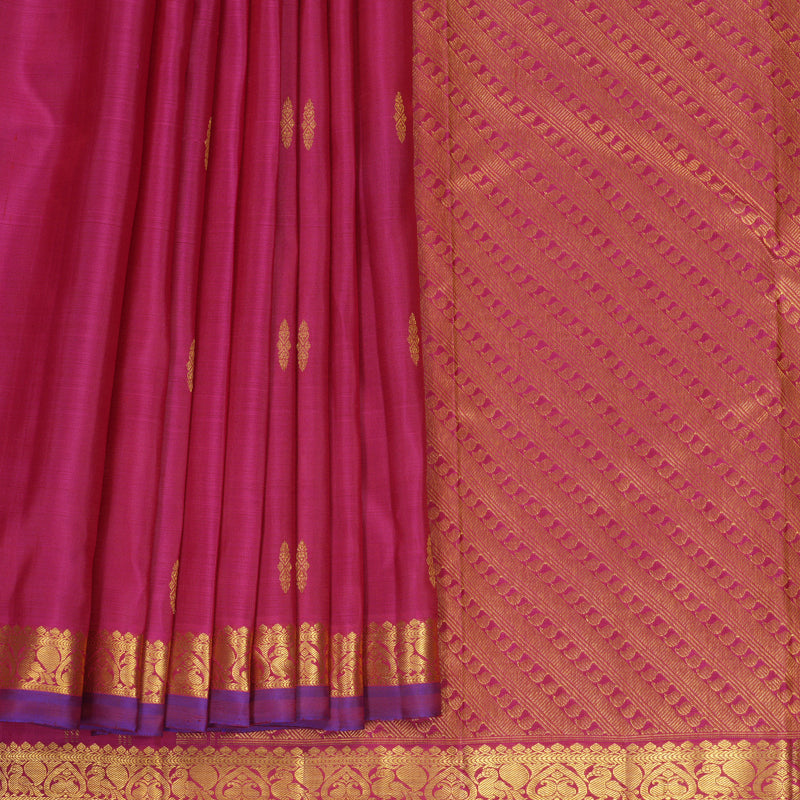 Hayagrivas Handloom Dark Pink Kanjivaram Silk Saree KBF969I3-7