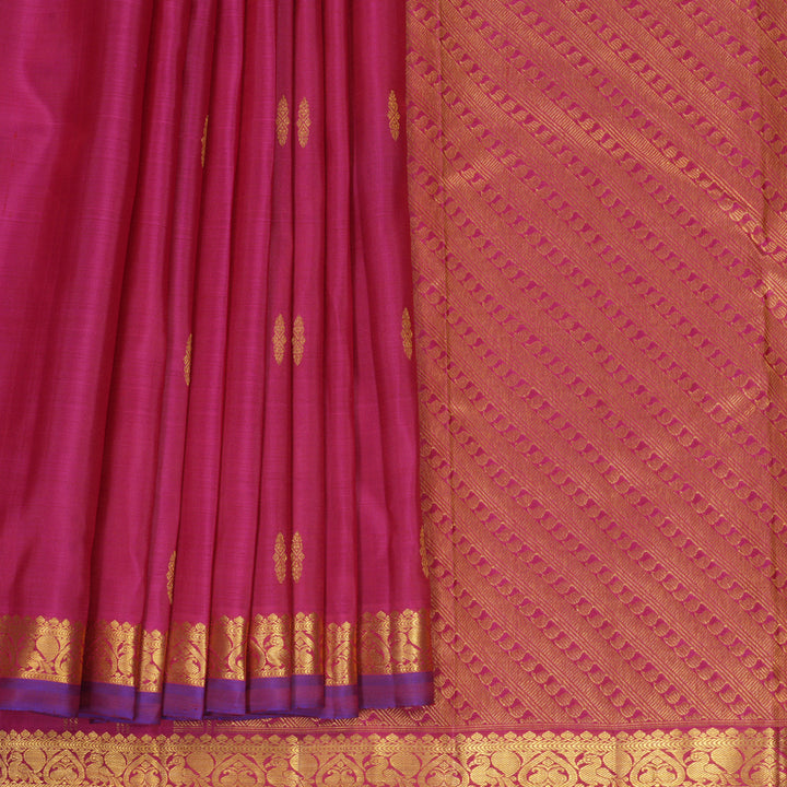 Hayagrivas Handloom Dark Pink Kanjivaram Silk Saree KBF969I3-7