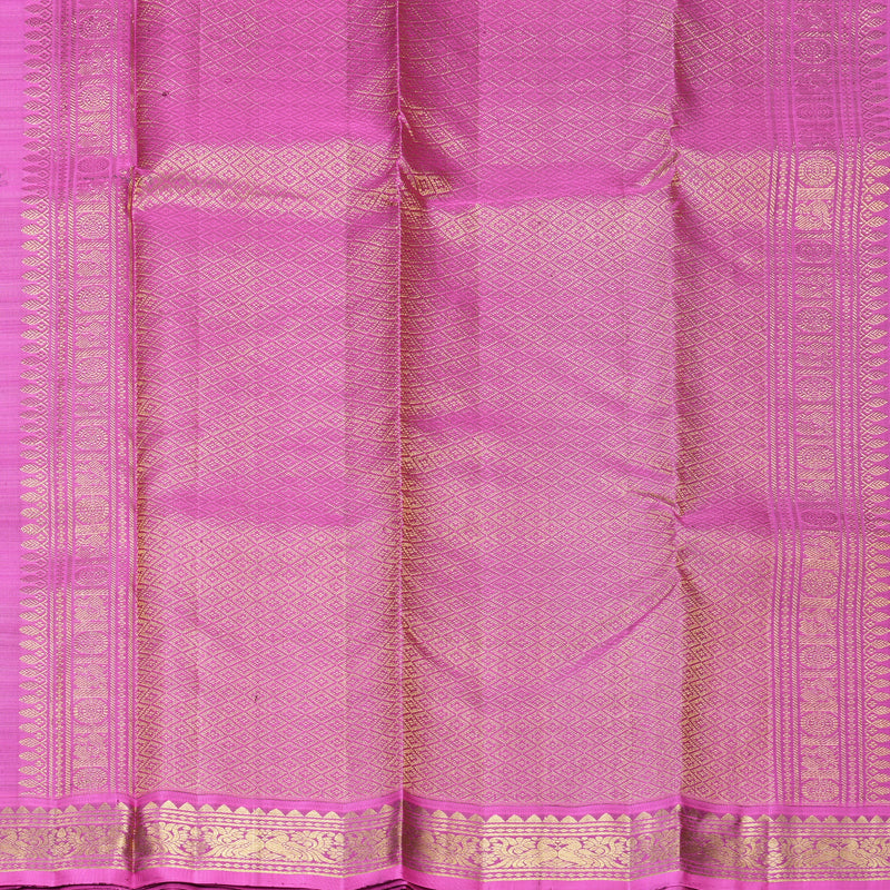 Hayagrivas Handloom Bottle Green Kanjivaram Silk Saree with Pink Border KBF969I3-8