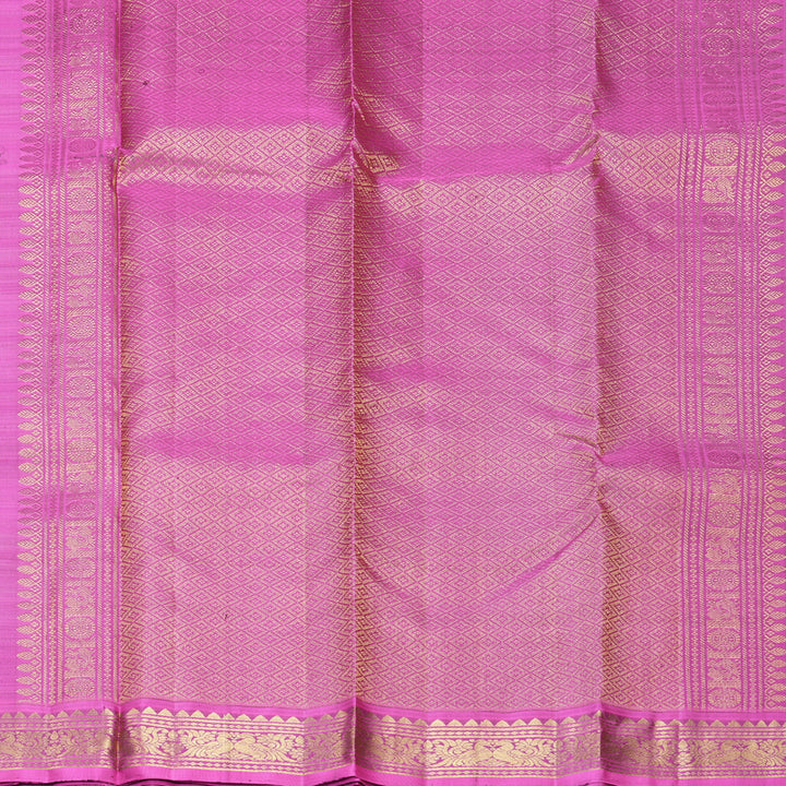 Hayagrivas Handloom Bottle Green Kanjivaram Silk Saree with Pink Border KBF969I3-8