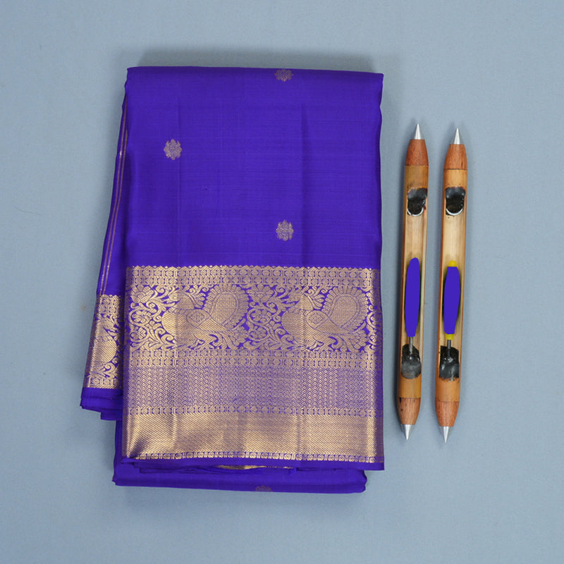 Hayagrivas Handloom MS Blue Kanjivaram Silk Saree KBF969I5-2