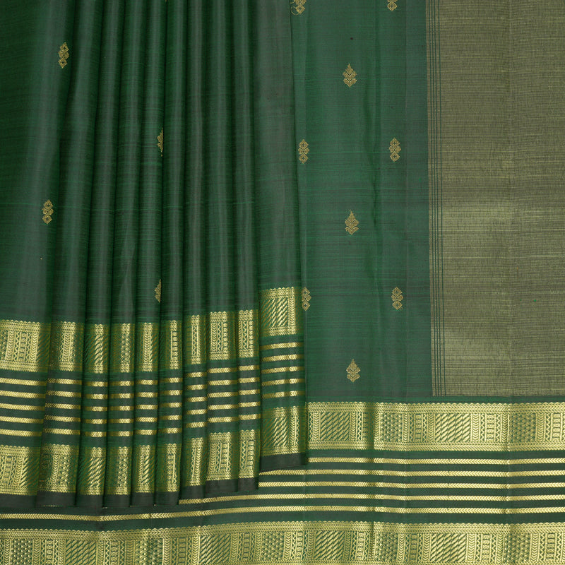 Hayagrivas Handloom Bottle Green Kanjivaram Silk Saree KBF969I6-1