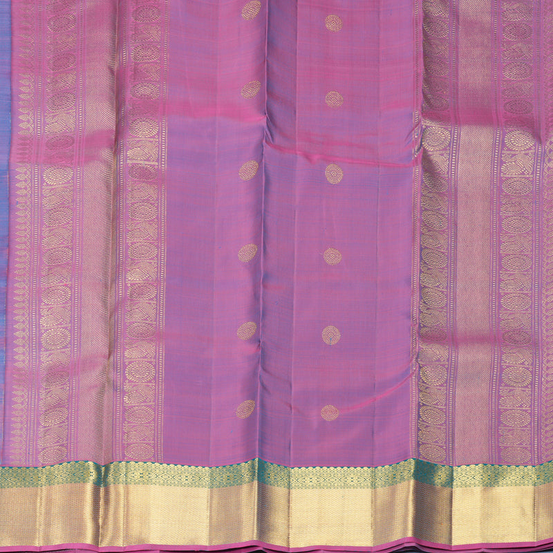 Hayagrivas Handloom Sky Blue Kanjivaram Silk Saree with Purple Border KBF969I6-2