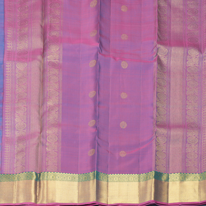 Hayagrivas Handloom Sky Blue Kanjivaram Silk Saree with Purple Border KBF969I6-2