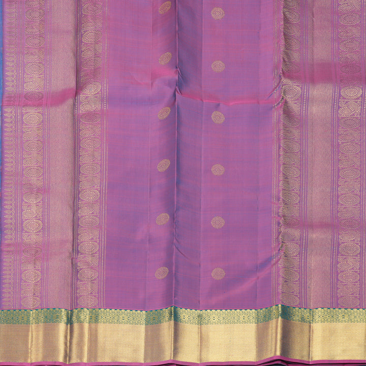 Hayagrivas Handloom Sky Blue Kanjivaram Silk Saree with Mild Pink Border KBF969I6-3