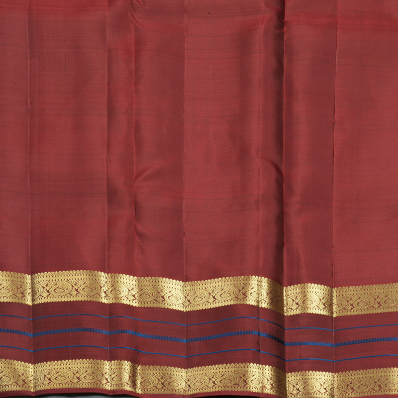 Hayagrivas Handloom Burgundy Kanjivaram Silk Saree with Brown Border KBF969I6-6