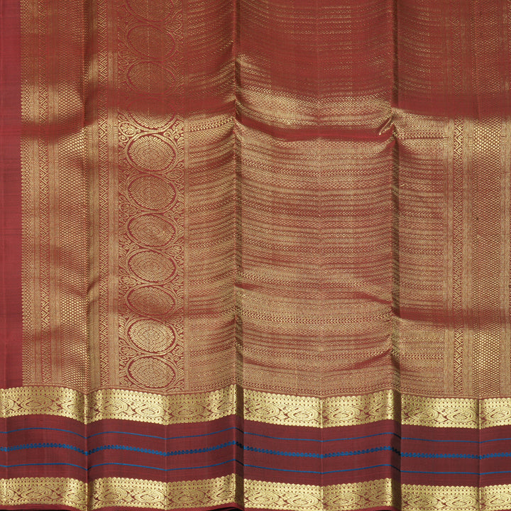 Hayagrivas Handloom Burgundy Kanjivaram Silk Saree with Brown Border KBF969I6-6