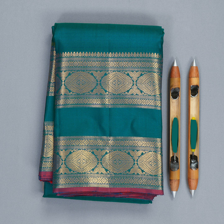 Hayagrivas Handloom Ramar Green Kanjivaram Silk Saree KBF969I7-1